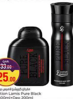 Creation Lamis Pure Black Edt + Deo, QAR 25.00 at Paris Hypermarket