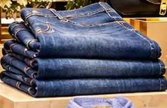Folded blue jeans,  at Marza Hypermarket
