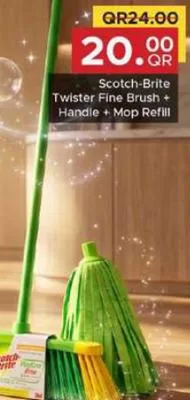 Scotch-Brite Twister Fine Brush + Handle + Mop Refill, QAR 20.00 at Family Food Centre