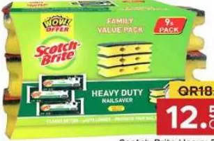 Scotch-Brite Heavy Duty Nail Saver Scrub Sponge, QAR 12.50 at Family Food Centre
