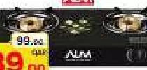 Alm Gas Stove 2 Burner Black Glass, QAR 89.00 at Mark and Save