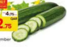 Cucumber, QAR 2.75 at Paris Hypermarket