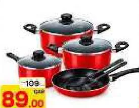 Classic Non Stick Cookware 9pcs Set, QAR 89.00 at Paris Hypermarket