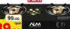 Alm Gas Stove 2 Burner Black Glass, QAR 89.00 at Paris Hypermarket