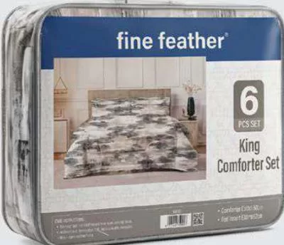 Fine Feather King Comforter 6pcs Set 220X240cm, QAR 129.00 at Paris Hypermarket