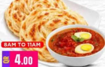 2pcs Paratha + One Egg Roast, QAR 4.00 at Marza Hypermarket