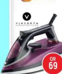VINVERTH STEAM IRON 450ML-2200W2 LAYER CERAMIC COATING, QAR 69.00 at Safari Hypermarket