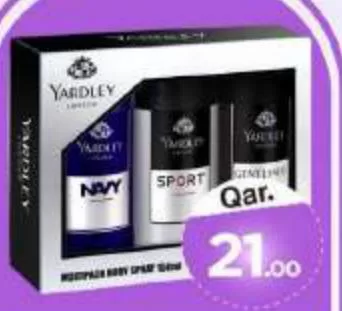 Yardley Body Spray Men, QAR 21.00 at Mark and Save
