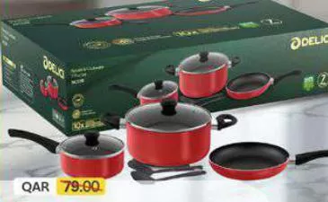 Delici Nonstick Cookware Set 7pcs Ncs7r, QAR 59.00 at Paris Hypermarket