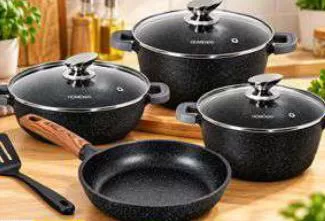 Homeway 8 Pcs Diecast Cookware Set, QAR 239.00 at Paris Hypermarket