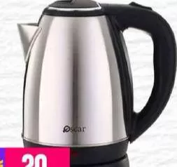 OSCAR STAINLESS STEEL ELECTRIC KETTLE OKT18IR, QAR 20.00 at Marza Hypermarket