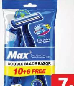 Max Double Blade Razors 10+6 Free, QAR 7.00 at Mark and Save