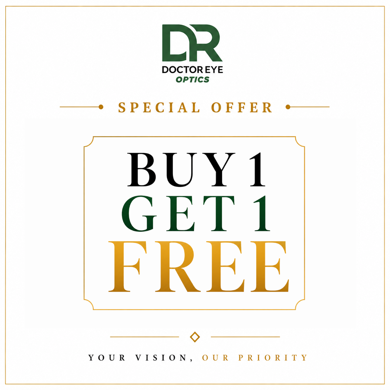 Buy any selected Sunglasses or Medical Frame and get 1 FREE from selected collections