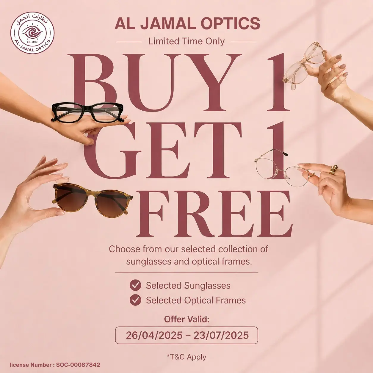 Buy 1 Get 1 FREE on Selected Eyewear ⭐👓